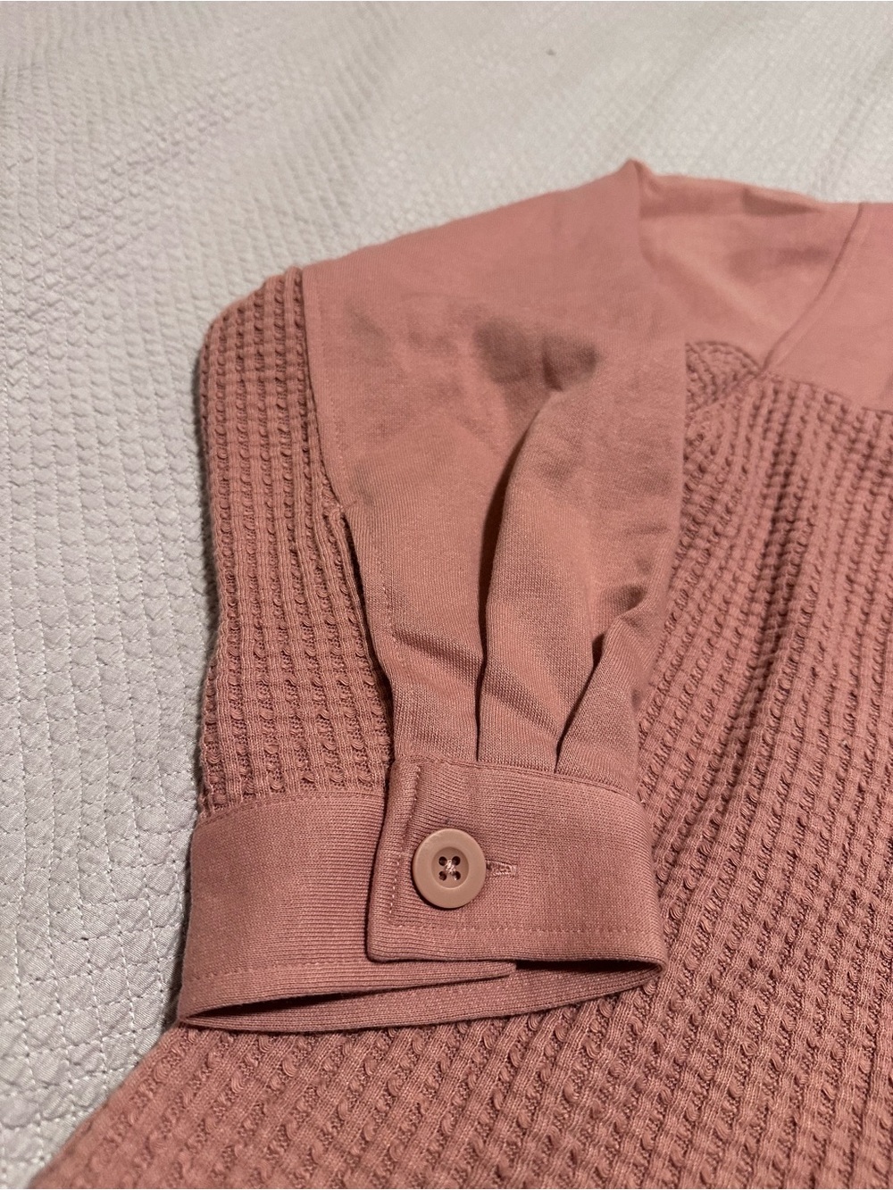 Plus size 0 torrid Waffle-Knit Button-Up Shirt Jacket in Dusty Rose - Picture 5 of 5